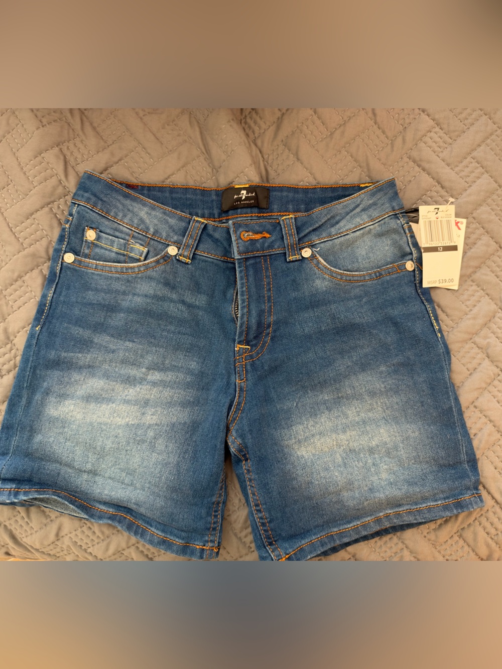 7 For All Mankind Blue Denim Kids' Shorts